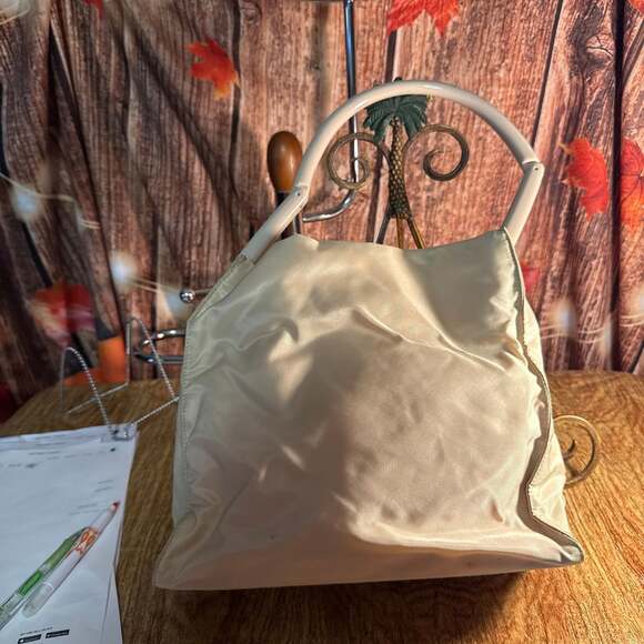 Vintage Prada Tessuto Nylon Handbag with Rigid Handle - Cream/Ivory - Picture 2 of 4
